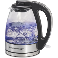 Hamilton Beach Glass Electric Tea Kettle, Water Boiler & Heater, 1 L, Cordless, LED Indicator, Auto-Shutoff & Boil-Dry Protection (40930), Clear